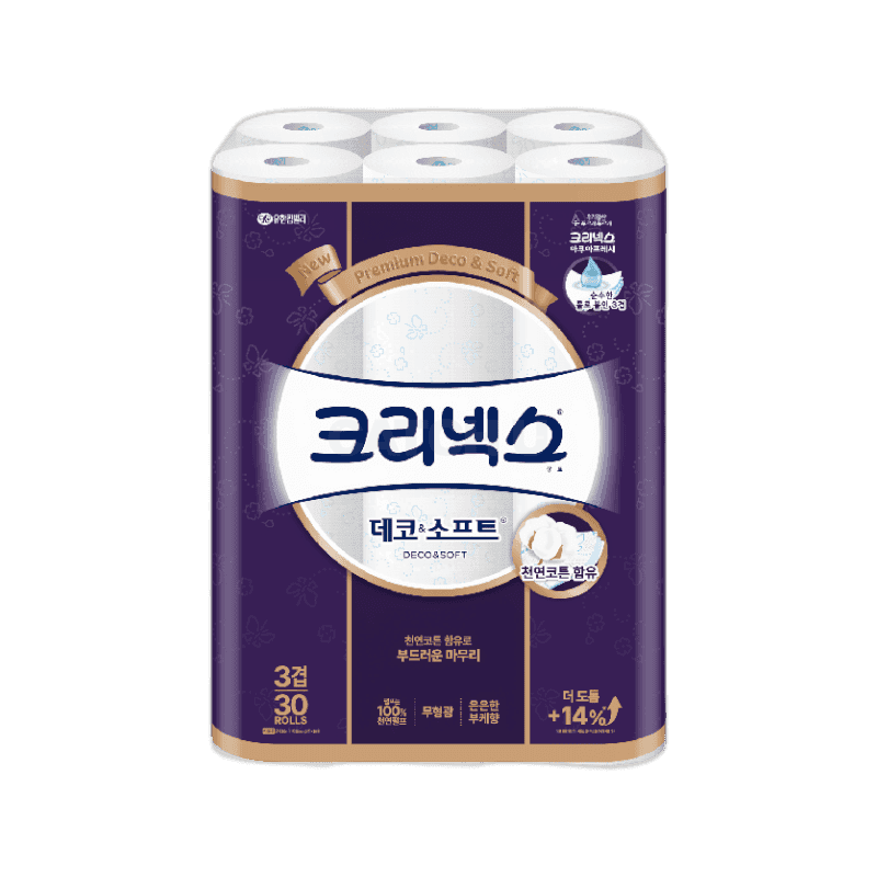 유한킴벌리 크리넥스 뉴 데코앤소프트 화장지 3겹 27m 30롤, 1팩