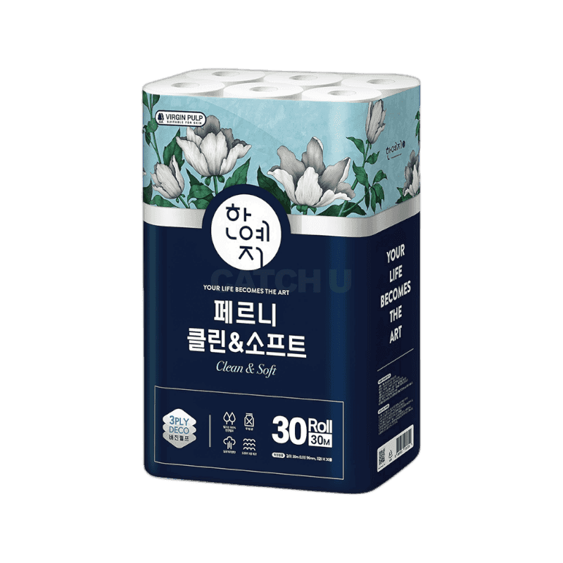 한예지 페르니 클린앤소프트 화장지 3겹 30m 30롤, 3팩