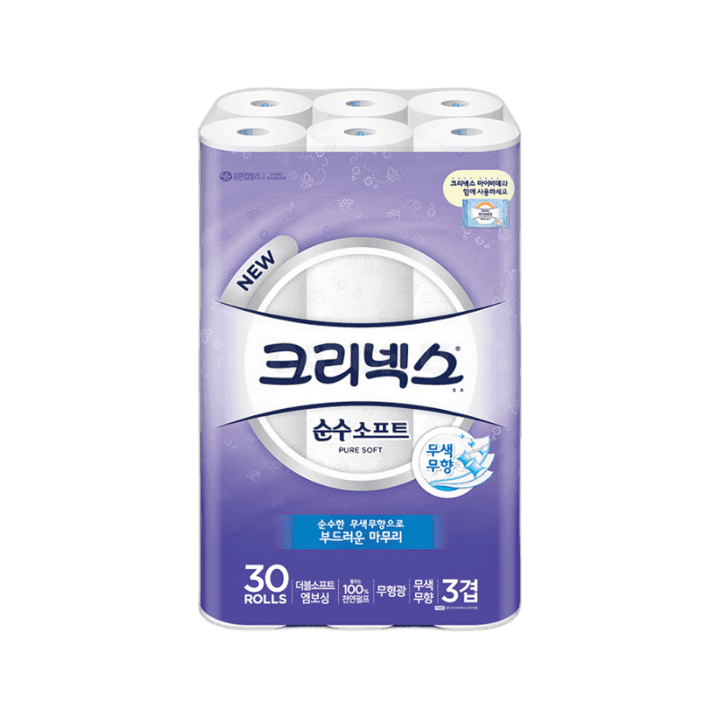유한킴벌리 크리넥스 순수 소프트 화장지 3겹 27m 30롤, 1팩