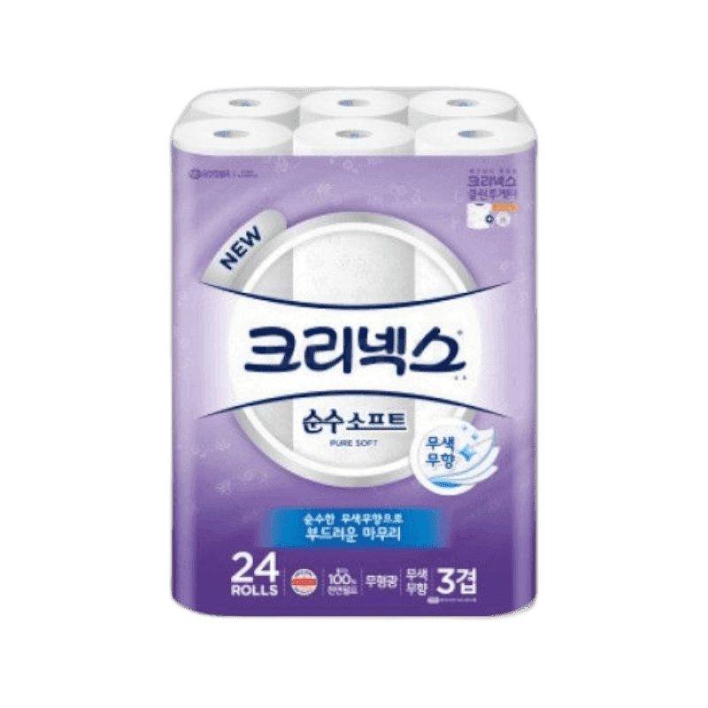 유한킴벌리 크리넥스 순수소프트 화장지 3겹 28m 24롤, 2팩