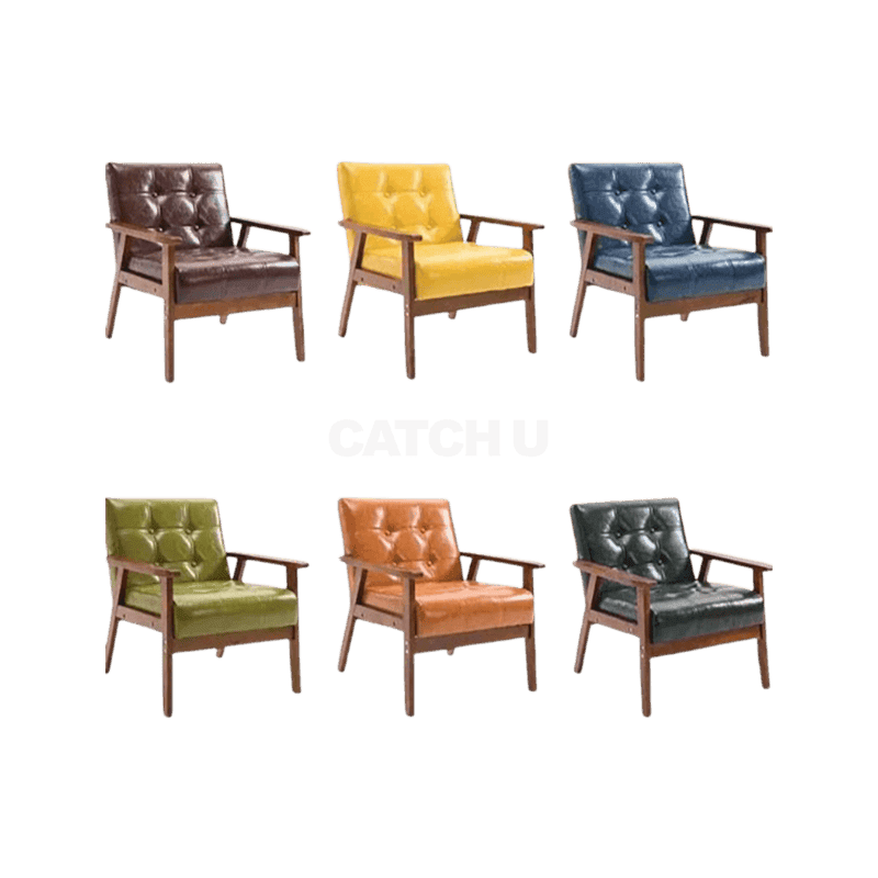 가죽 암 체어 인테리어 인용 소파 거실 1인 안락의자 의자 오일 카페
