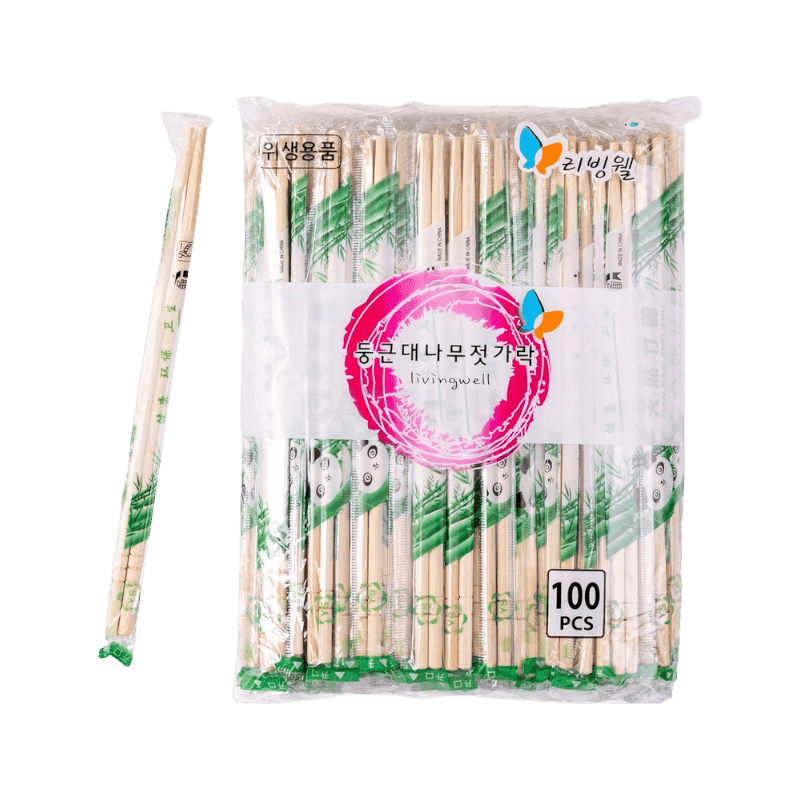 리빙웰 둥근 대나무 젓가락, 100개입, 1개