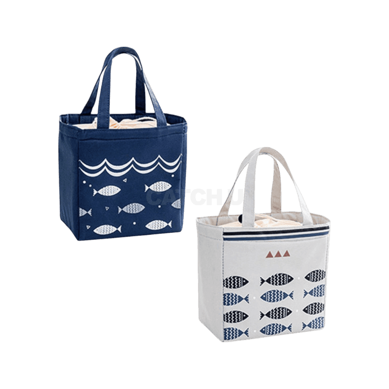 마켓감성 물고기 방수 피크닉 보냉백 2p, 네이비 + 그레이, 1세트