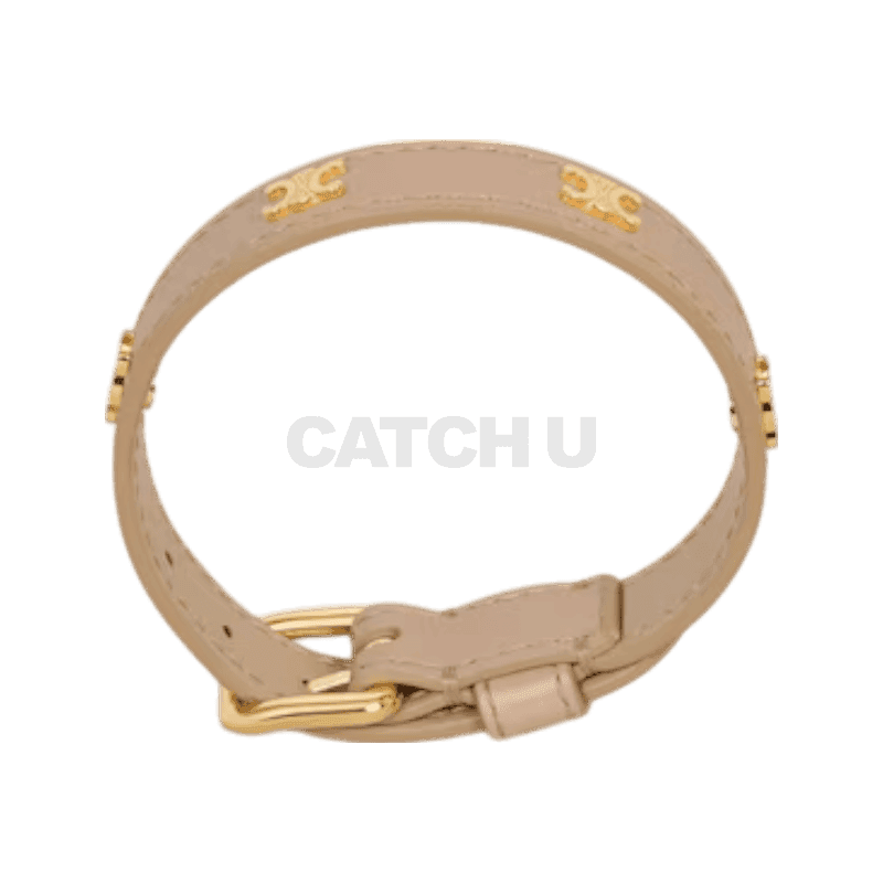 셀린느 CELINE 레 퀴르 멀티 가죽 팔찌 - 카프스킨 & 스틸 빈티지 베이지 골드 46X623ASS02VO