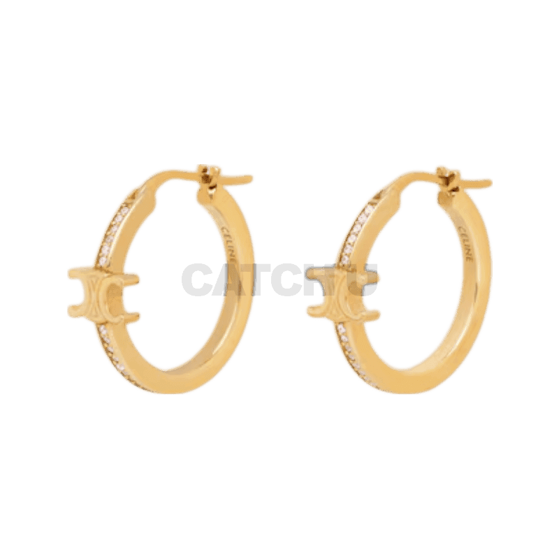 셀린느 트리옹프 스파클 후프 - 스트라스 & 골드 피니시 브라스 골드 461DB6BZI35OR