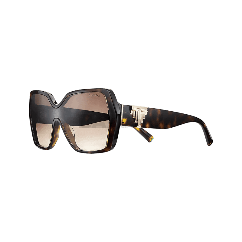 티파니앤코 Tiffany T Deco 선글라스, 톨토이즈 아세테이트 및 골드 컬러 메탈, 브라운 렌즈 세팅 2898383042
