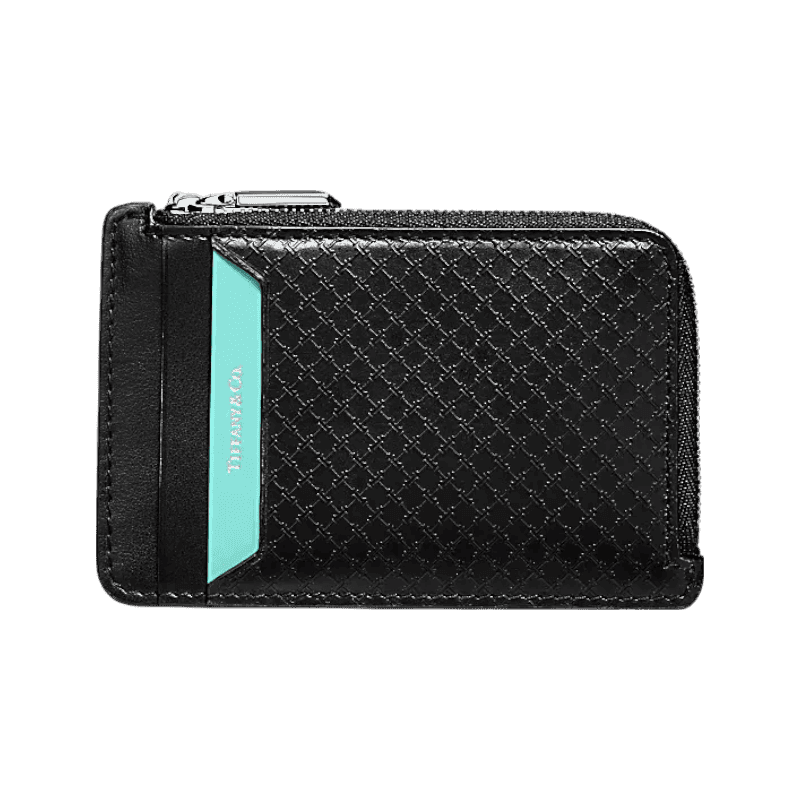 티파니앤코 T 스퀘어 지퍼 카드 홀더, 블랙 레더 74278159