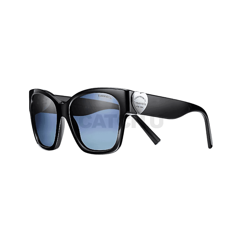 티파니앤코 리턴 투 선글라스 블랙 아세테이트 소재에 블루 렌즈 세팅 2893182293