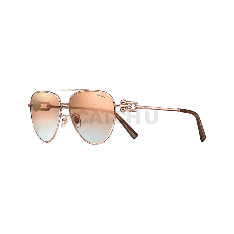 티파니앤코 Tiffany HardWear 선글라스, 로즈 골드 컬러 메탈, 핑크 렌즈 세팅 2891781024