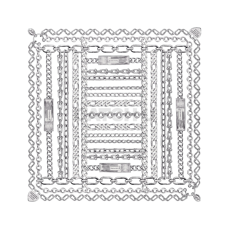 티파니앤코 리턴 투 티파니™ 체인 스퀘어 스카프, 제이드 컬러 실크 73250579
