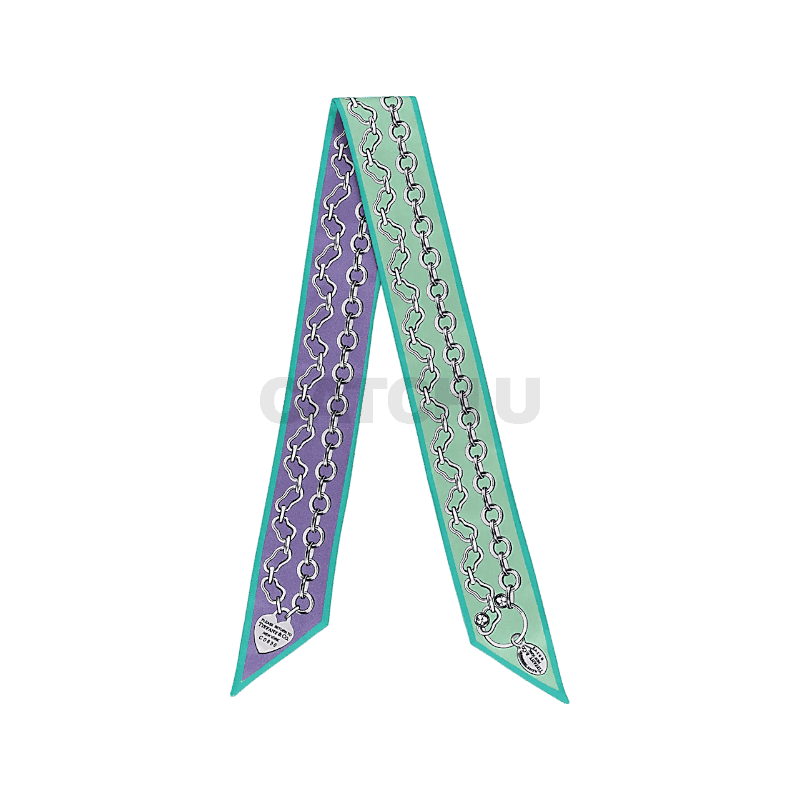티파니앤코 리턴 투 티파니™ 체인 리본 스카프, 제이드 및 라벤더 컬러 실크 73250455