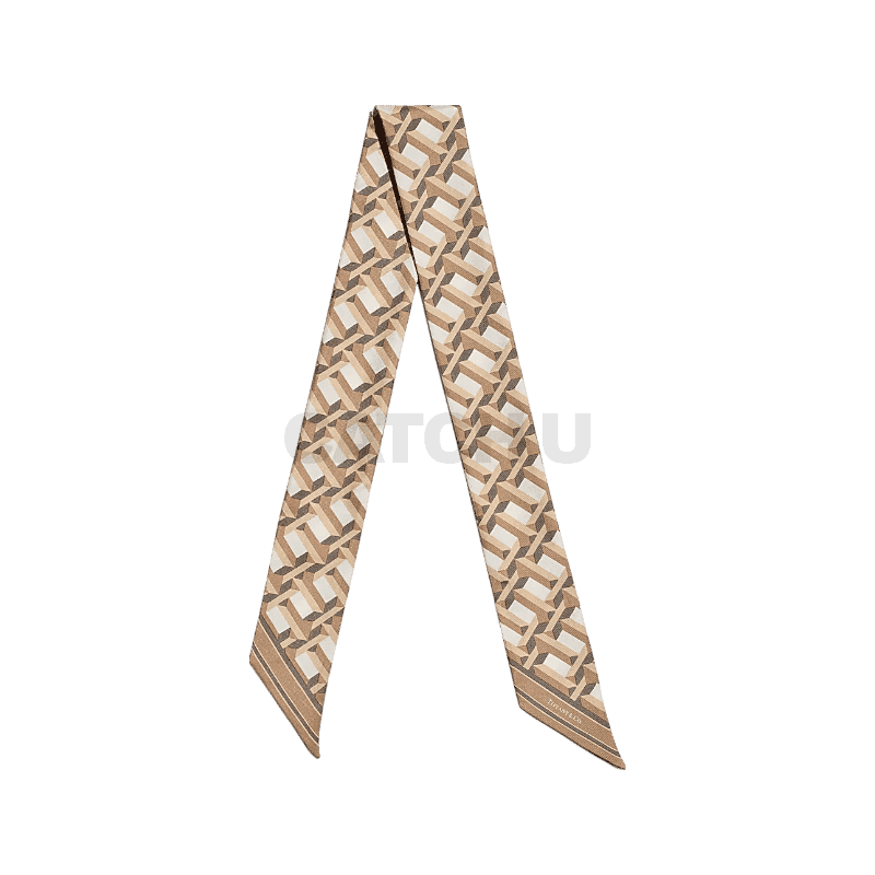 티파니앤코 Tiffany T True 리본 스카프, 카멜 브라운 실크 72020855