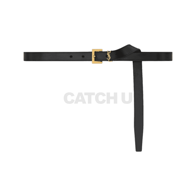 생로랑 베지터블 태닝 가죽 소재의 CASSANDRE 슬림 벨트 782076AABQU1000