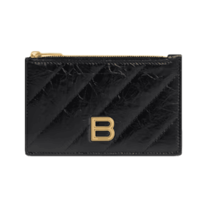 발렌시아가 크러쉬 퀼티드 롱 동전 & 카드 홀더 766465210J11000