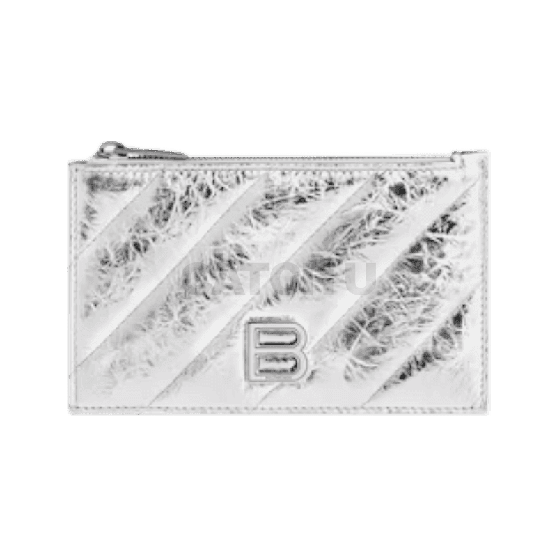 발렌시아가 크러쉬 메탈라이즈드 퀼티드 롱 동전 & 카드 홀더 766465210IW8110