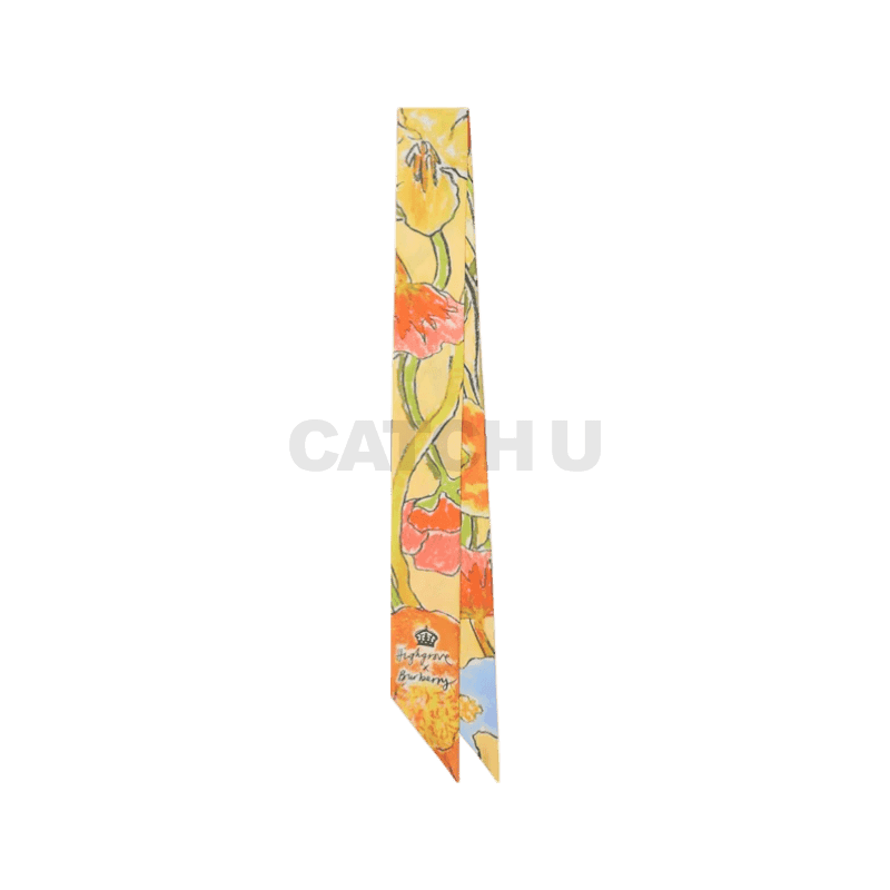 버버리 스키니 하이그로브 캐스케이딩 플라워 실크 스카프 81108111