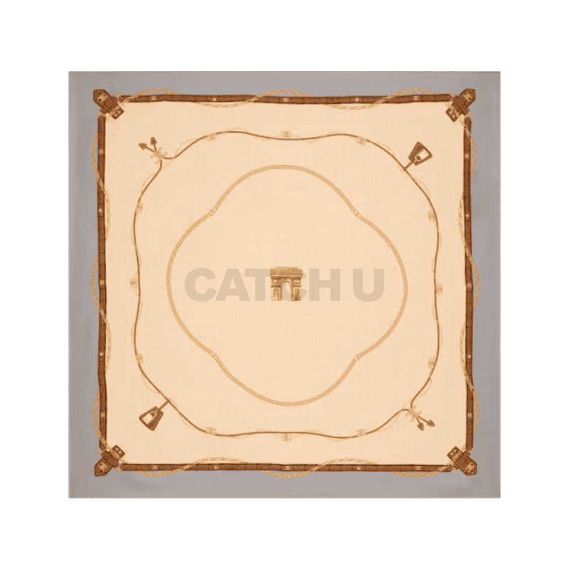 셀린느 스퀘어 크로커다일 실크 트윌 펄 그레이크림탠 2AW900185.GAD8