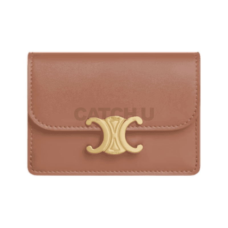 셀린느 트리옹프 플랩 카드 지갑 샤이니 카프스킨 브론즈 10I583DPV.18BU