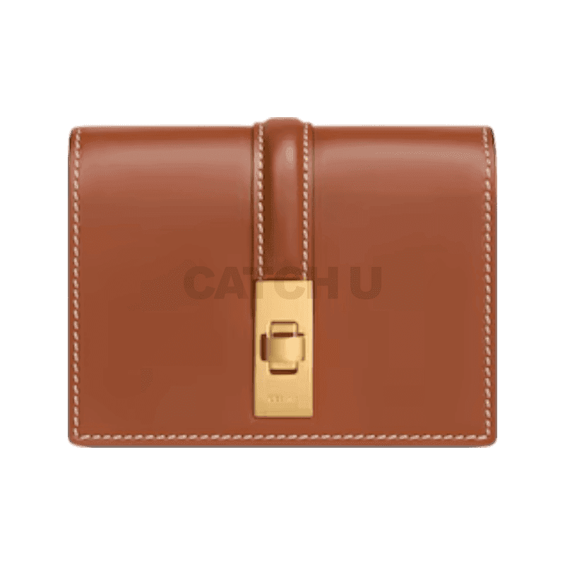 셀린느 16 플랩 카드 지갑 새틴 카프스킨 탠 10M473GCG.04LU