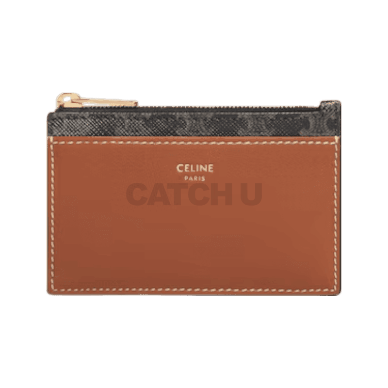 셀린느 지퍼 카드 지갑 트리옹프 캔버스 탠 10F992BZ9.04LU