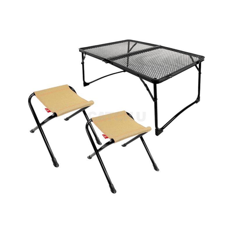 아이두젠 아이언메쉬 캠핑 접이식 휴대용 테이블 일반형 + BBQ 체어 2개
