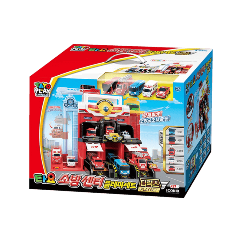 타요 액션 소방센터 디럭스 플레이세트 버스작동완구, 혼합색상, 1세트