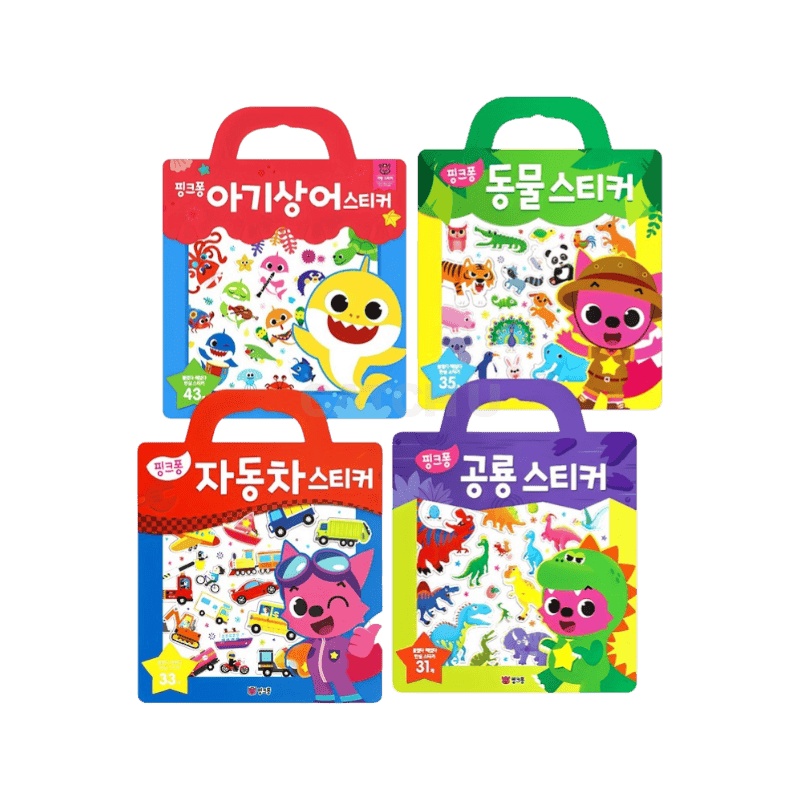 핑크퐁 가방 스티커 BEST 4종 세트, 더핑크퐁컴퍼니