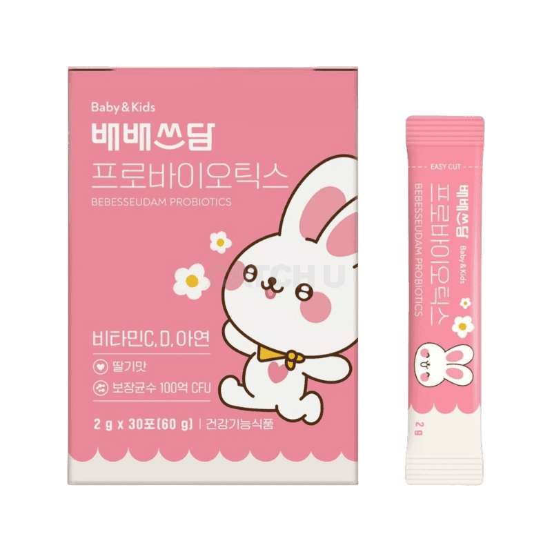 위더스락 배배쓰담 프로바이오틱스 면역 장 건강 비타민D 유아 유산균 딸기맛 30p, 60g, 1개