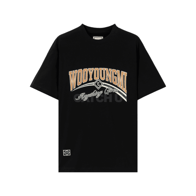 우영미 블랙 렌티큘러 로고 티셔츠 W253TS15708B 44, 46, 48, 50, 52, 54