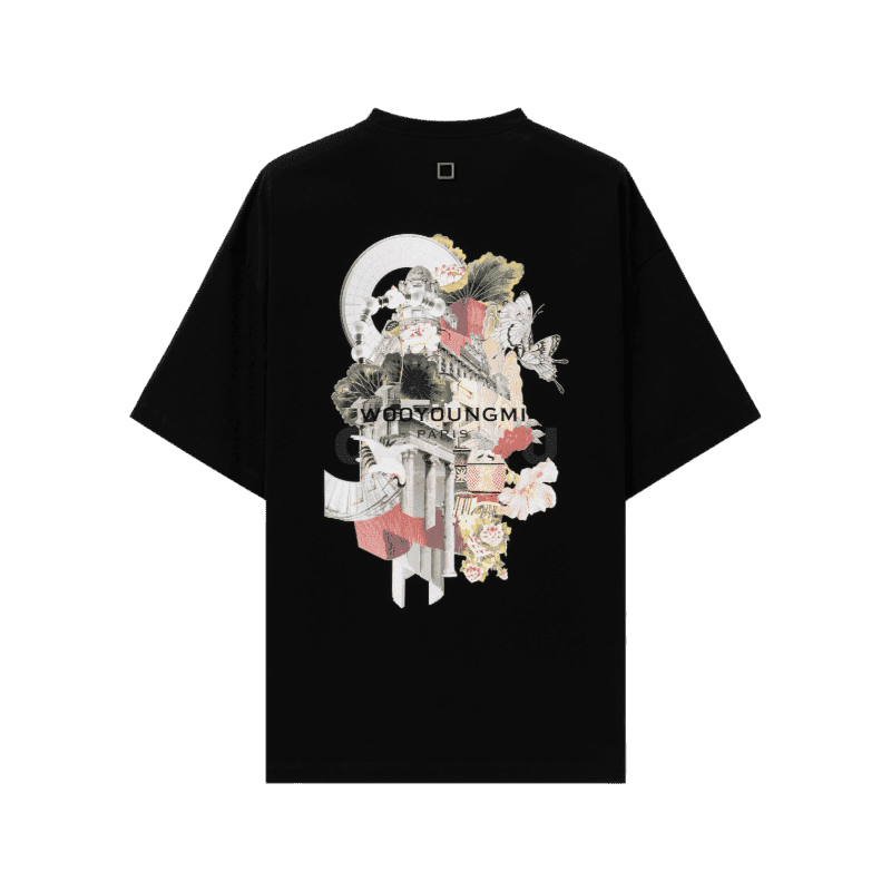 우영미 블랙 시티 그래픽 티셔츠 W253TS05718B 44, 46, 48, 50, 52