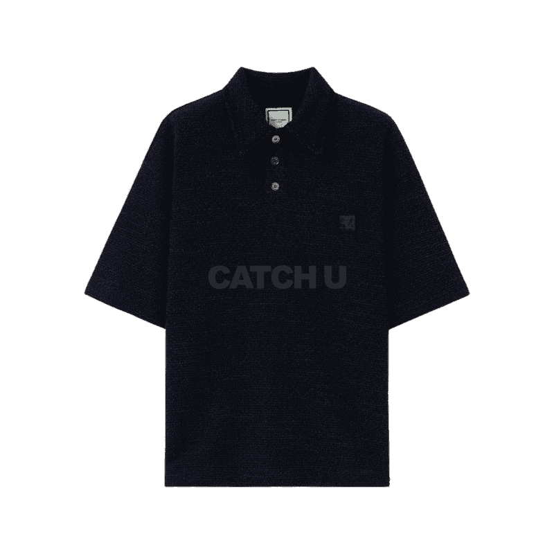 우영미 네이비 트위드 폴로 티셔츠 W253TS03754N 44, 46, 48, 50, 52