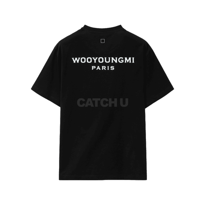 우영미 블랙 코튼 백로고 티셔츠 W253TS07708B 44, 46, 48, 50, 52, 54