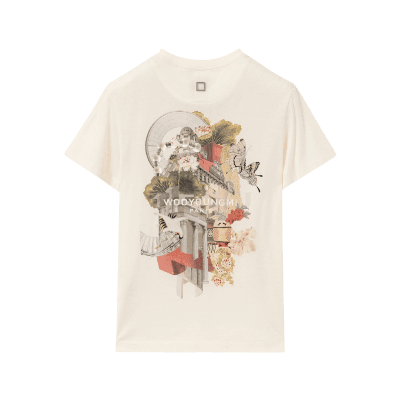우영미 아이보리 시티 그래픽 티셔츠 M253TS05773I 34, 36, 38