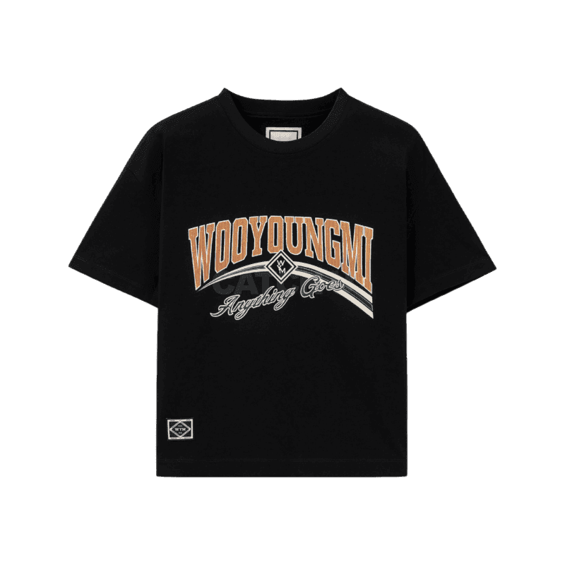 우영미 블랙 렌티큘러 로고 티셔츠 M253TS04708B 34, 36