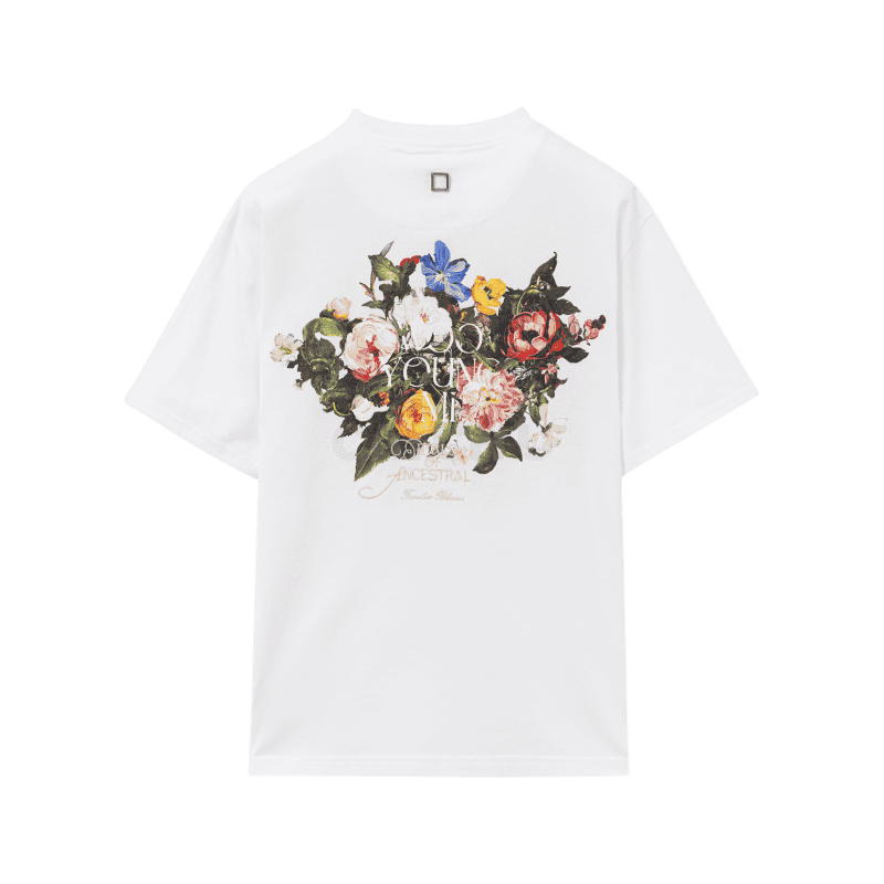 우영미 화이트 플라워 백로고 티셔츠 M253TS06701W 34, 36, 38