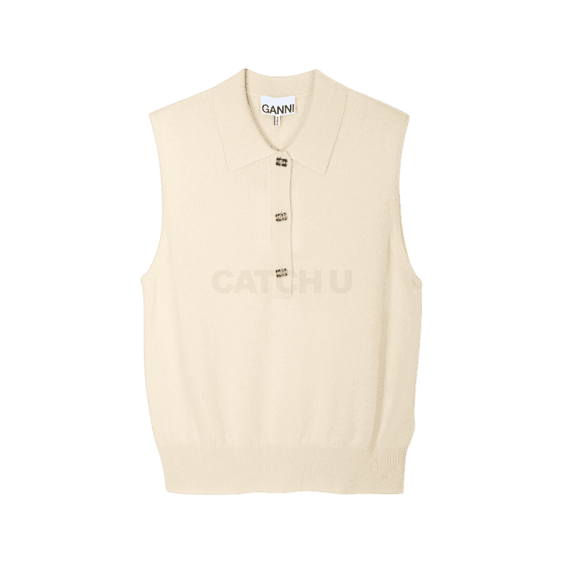 가니 SLEEVELESS POLO SWEATER (K2131 354)(슬리브리스 폴로 스웨터) 95 , 100 [직매입정품]