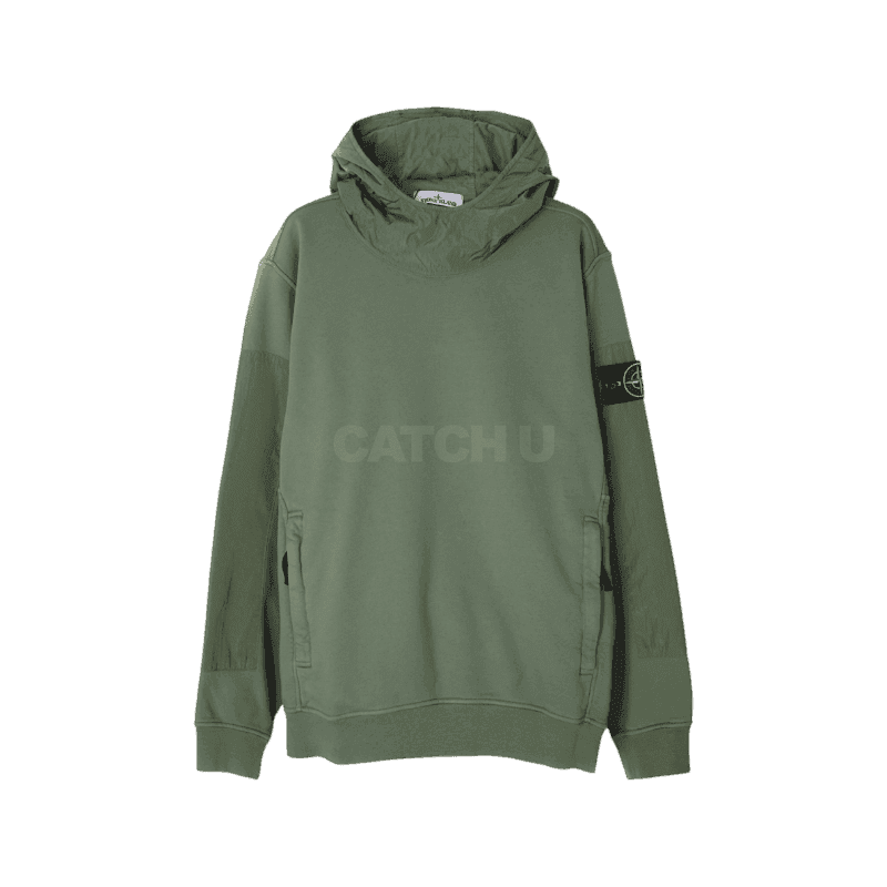 스톤아일랜드 (781563854 V0055)(나일론 캔버스 혼방 가먼트다잉 배지 후드티) 93 , 98 [직매입정품]