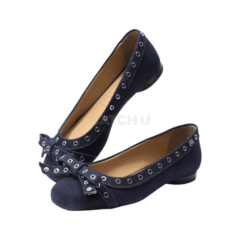 가니 Denim Eyelet Bow Ballerinas (S2756 642)(데님 아일렛 보우 발레리나) 230, 240, 250 [직매입정품]