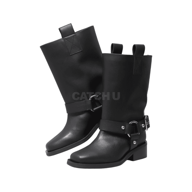 가니 BLACK MID SHAFT BIKER BOOTS (S2275 099)(가니 미드 바이커 부츠) 230, 240, 250 [직매입정품]