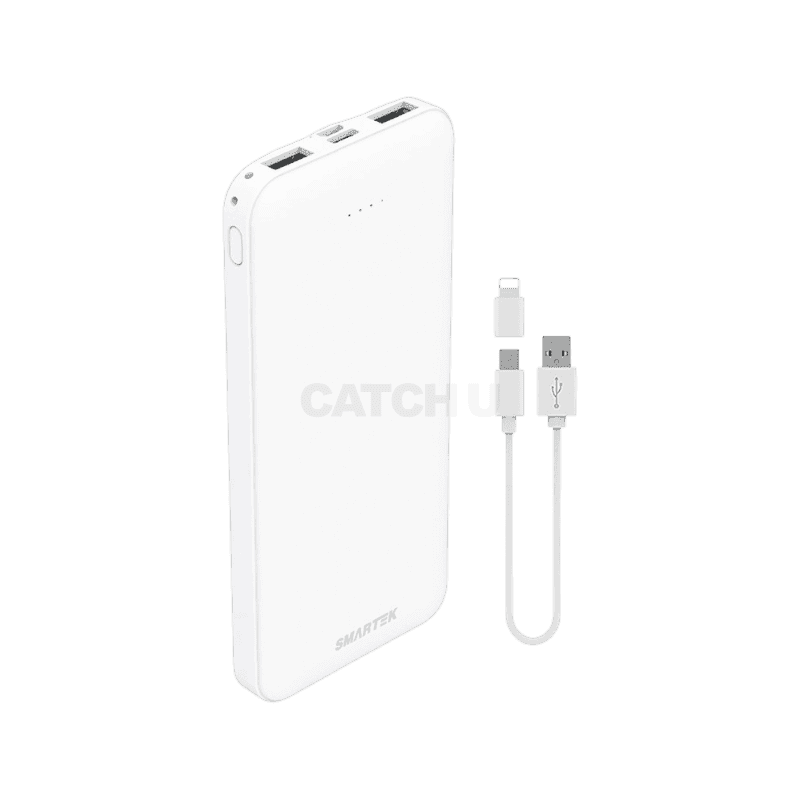 스마텍 듀얼포트 슬림보조배터리 10000mAh STPB-SL1(WH), 화이트