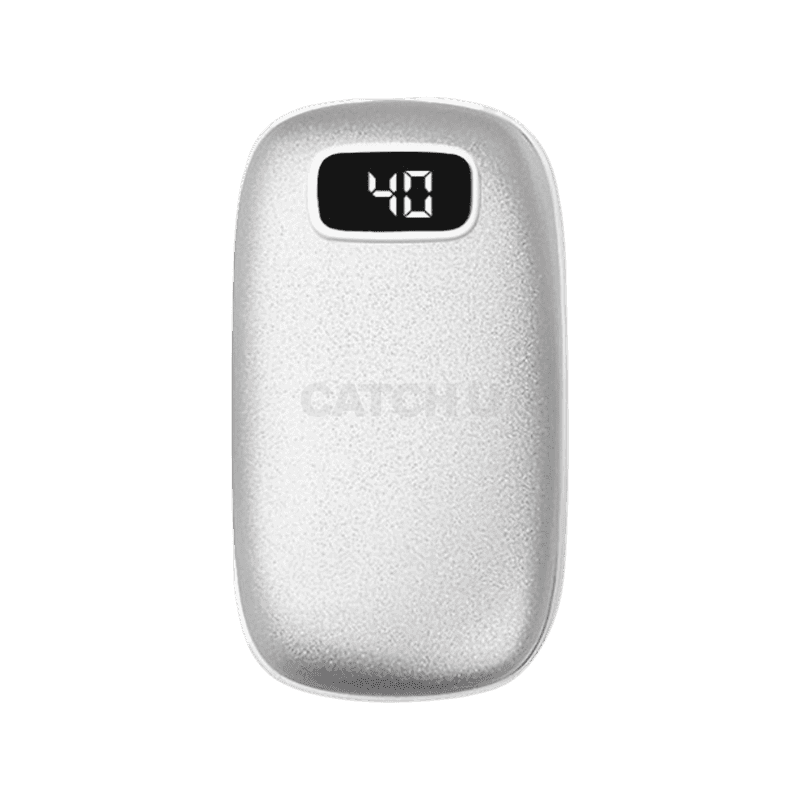 디자인플러스 충전식 LED 손난로 보조배터리 5000mAh USB-A / USB-C, 18650, 실버