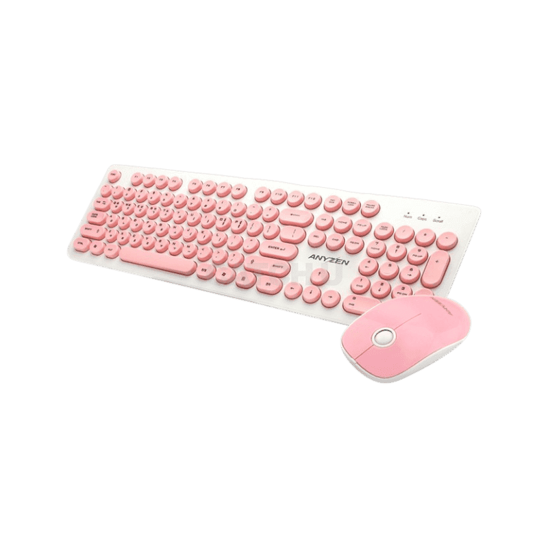 애니젠 유선 키보드 마우스 세트, MK200, 핑크, 일반형