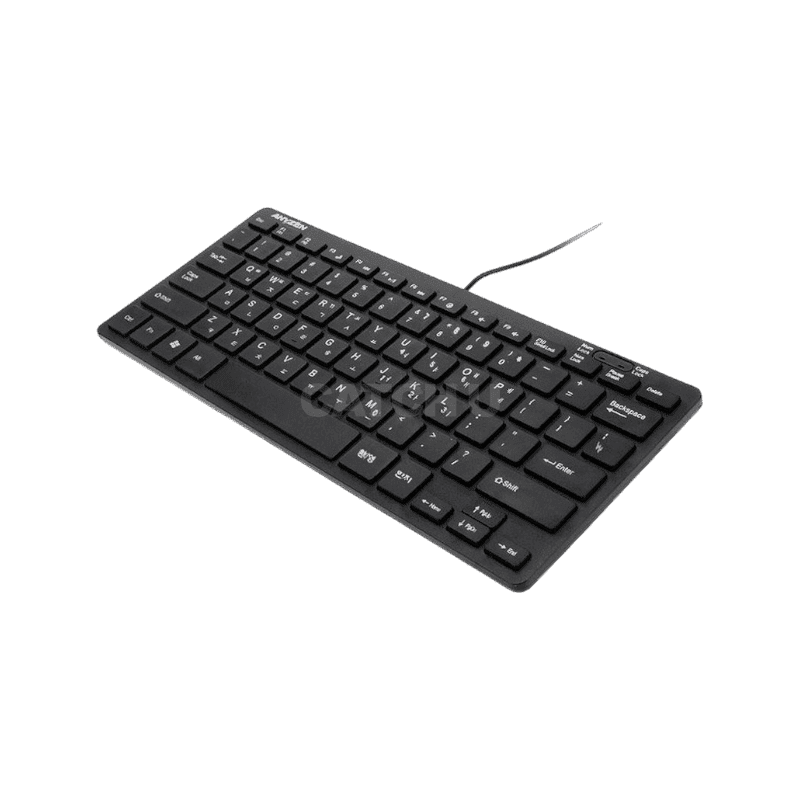 애니젠 USB 미니슬림 유선 텐키리스 키보드 + 키스킨, 블랙, K200