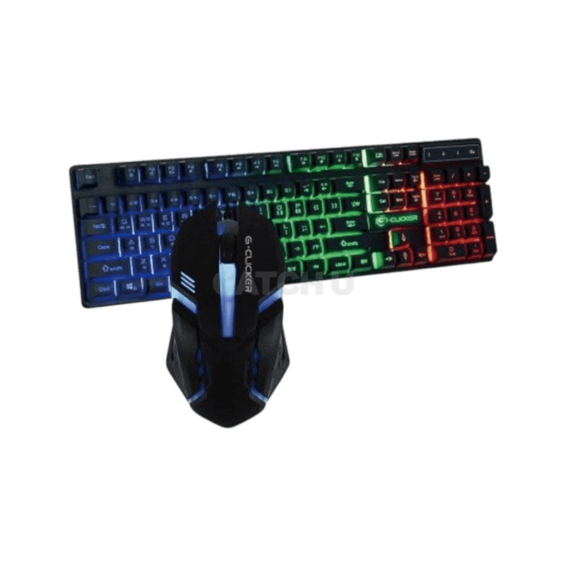 지클릭커 슈퍼히어로 유선키보드 마우스 세트, 블랙, GMK-180, 일반형