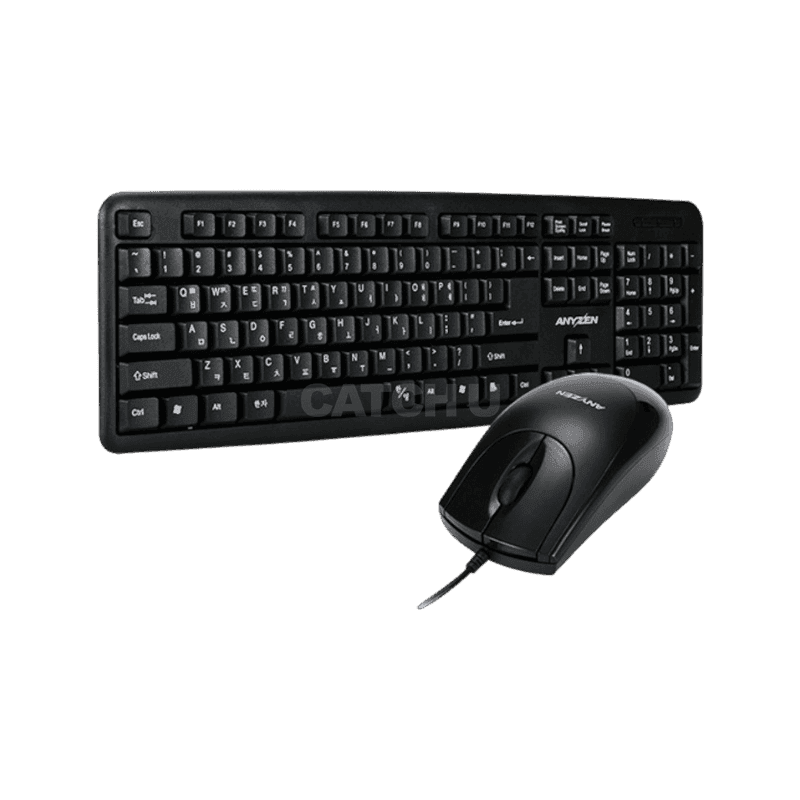 애니젠 유선 USB 키보드 + 마우스 세트 MK100 + 키스킨, K100U(키보드), M1(마우스), 블랙, 일반형