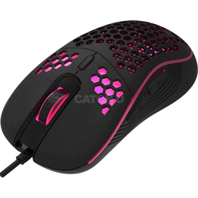 지클릭커 슈퍼히어로 에어 초경량 무소음 게이밍 유선 마우스 CT190, 블랙