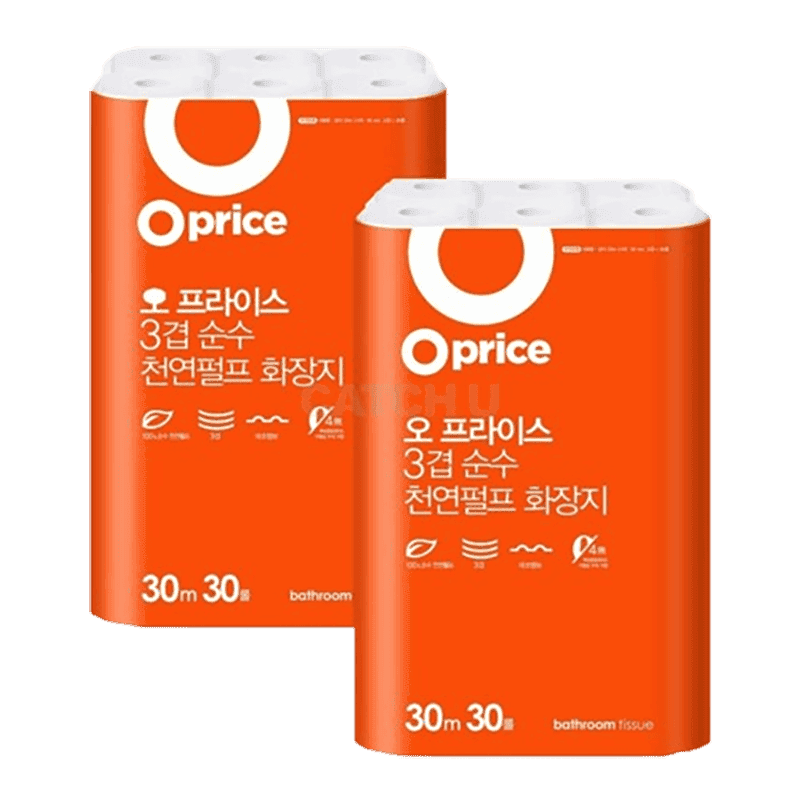 오프라이스 3겹 천연펄프 화장지 30m, 30롤, 2개