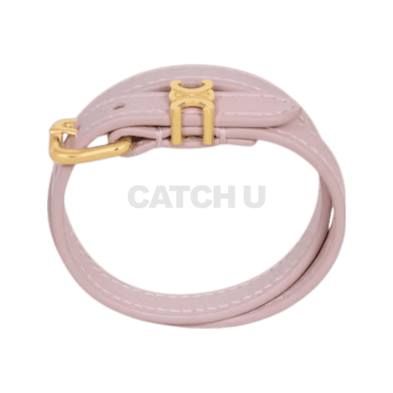 셀린느 CELINE 레 퀴르 더블 팔찌 - 카프스킨 & 스틸 골드블리치드 핑크 460SF3BAA25BJ