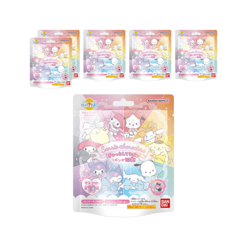산리오 빗쿠라타마고 깜짝에그 시리즈 산리오캐릭터즈 리본으로 꾹 피규어 랜덤 발송, 6개