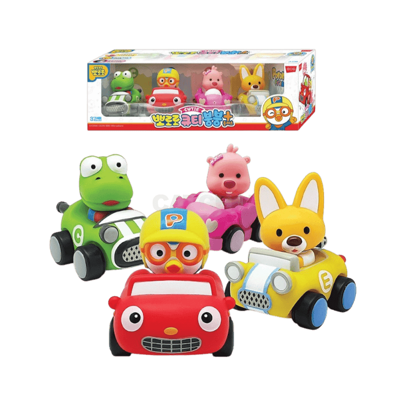 뽀로로 큐티붕붕 플러스 자동차 장난감 4종 세트, 혼합색상, 1개
